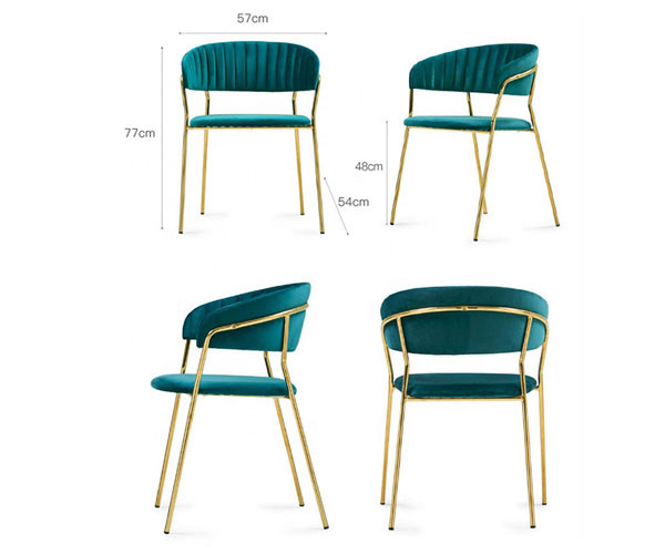 Fannel Velvet Round Back Chairs Iron Stylish Steel With Arms 50*55*80cm