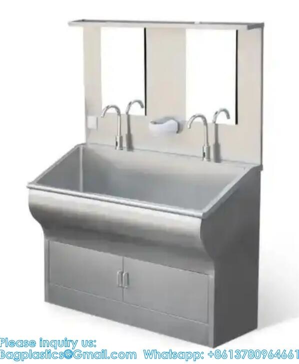 Hand Washing Sink Wash Basin With Automatic Sensor And Mirror Customized Scrub Sink Induction Pedal Operated