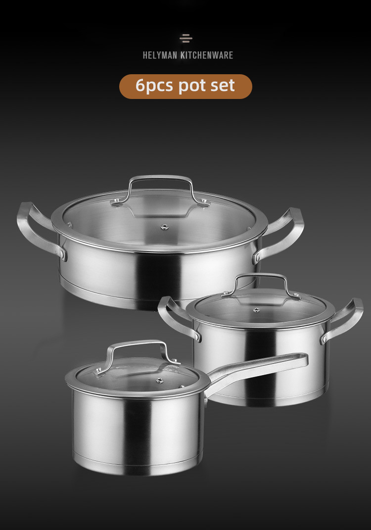 Factory Direct Sale Pans And Pots Sets Silver Cooking Pot Sets Stainless Steel Cookware Sets For Kitchen