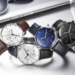 3eye Mens Luminous Watches , 6hands Metal Wrist Watch waterproof