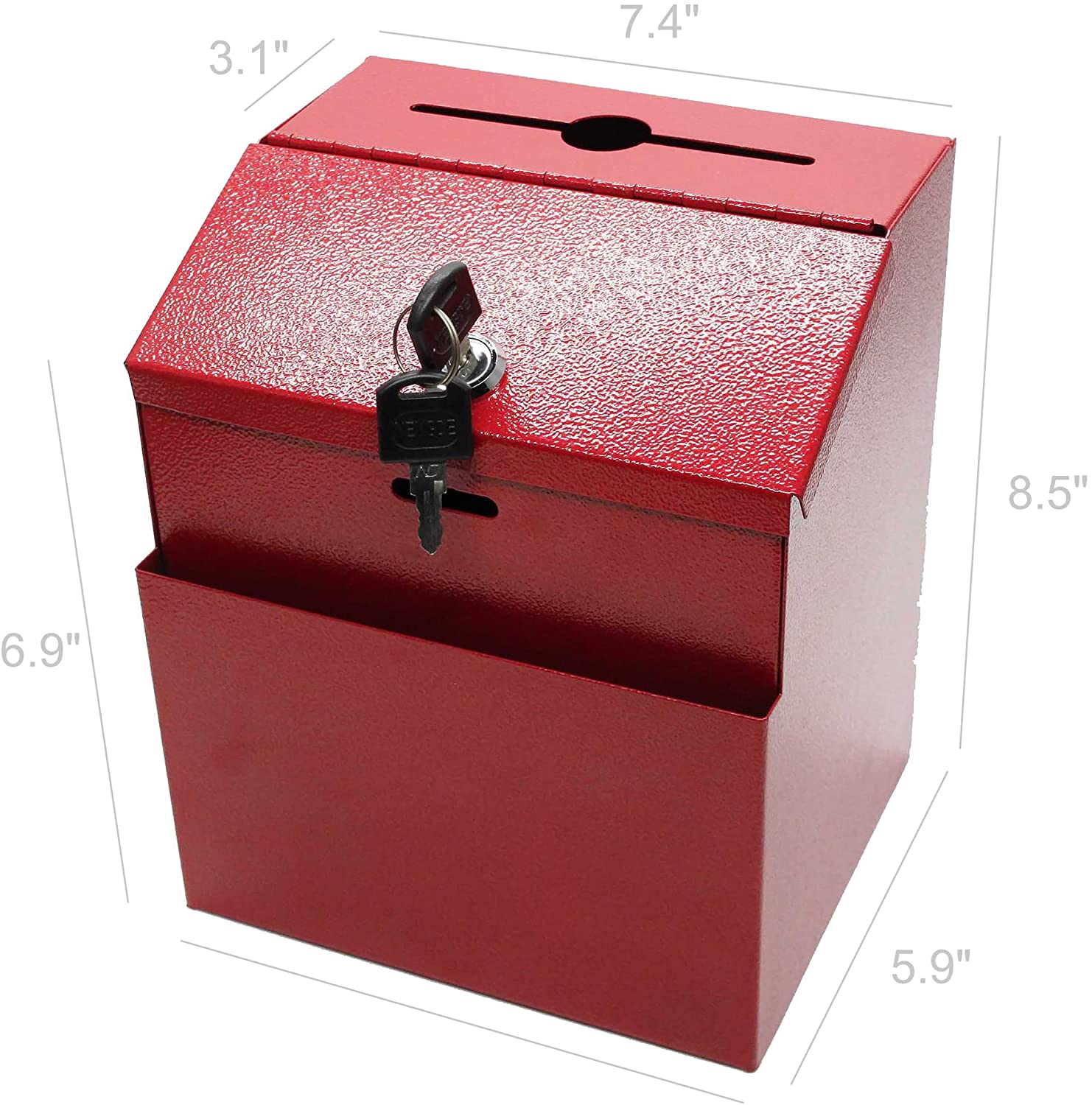 Lockable Metal Donation Suggestion Key Drop Box Express Checkout Box