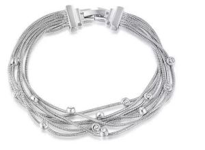 Quality (B-123) Fashion Design Rhodium Plated Link Chain Bangel Bracelet for Women Gift wholesale