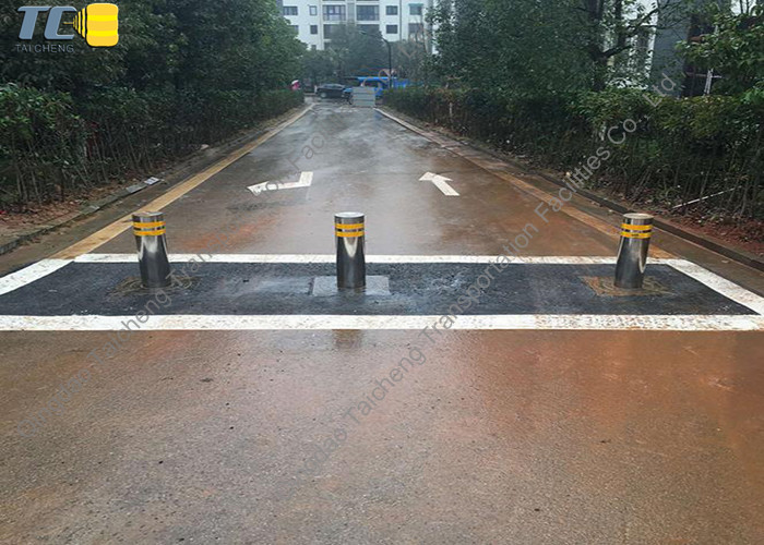 Stainless Steel IP68 Automatic Hydraulic Bollards 6mm Wall For Gate Entry / Exit