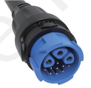 Quality M19 Connector 12pin Blue 20A Solder Overmolded Aluminum Alloy Shell Nylon IP67 wholesale