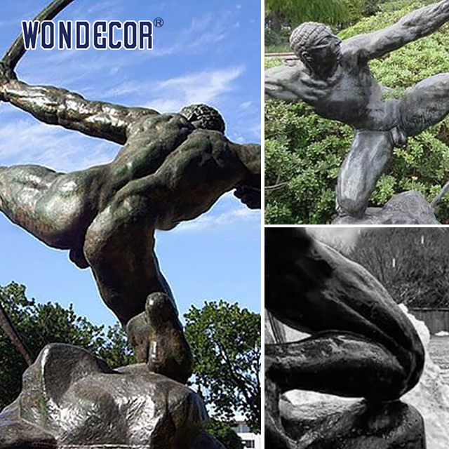 Bronze Sculpture Of Greek Mythological Figure Hercules Archer In Park