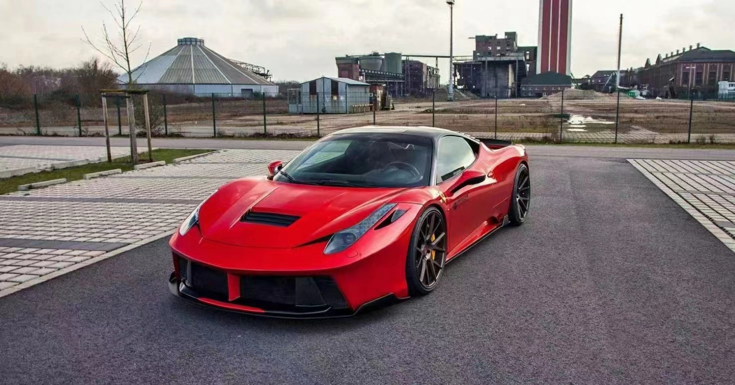 For Ferrari 458 Carbon Fiber Body Kit 458 Upgraded PD Style Front and Rear Bumper Spoiler Hood Body Kit
