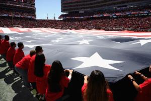 Quality Professional Screen Printed Custom Big Giant Flag Stadium Sport Event Advertising wholesale
