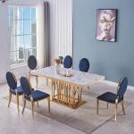Gold Silver Leg 0.49m3 SS Dining Tables 20 - 40mm Artificial Marble Top