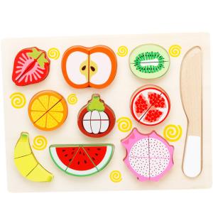 Quality Kitchen Toys Vegetables Wooden Fruit Cutting Set For Children wholesale
