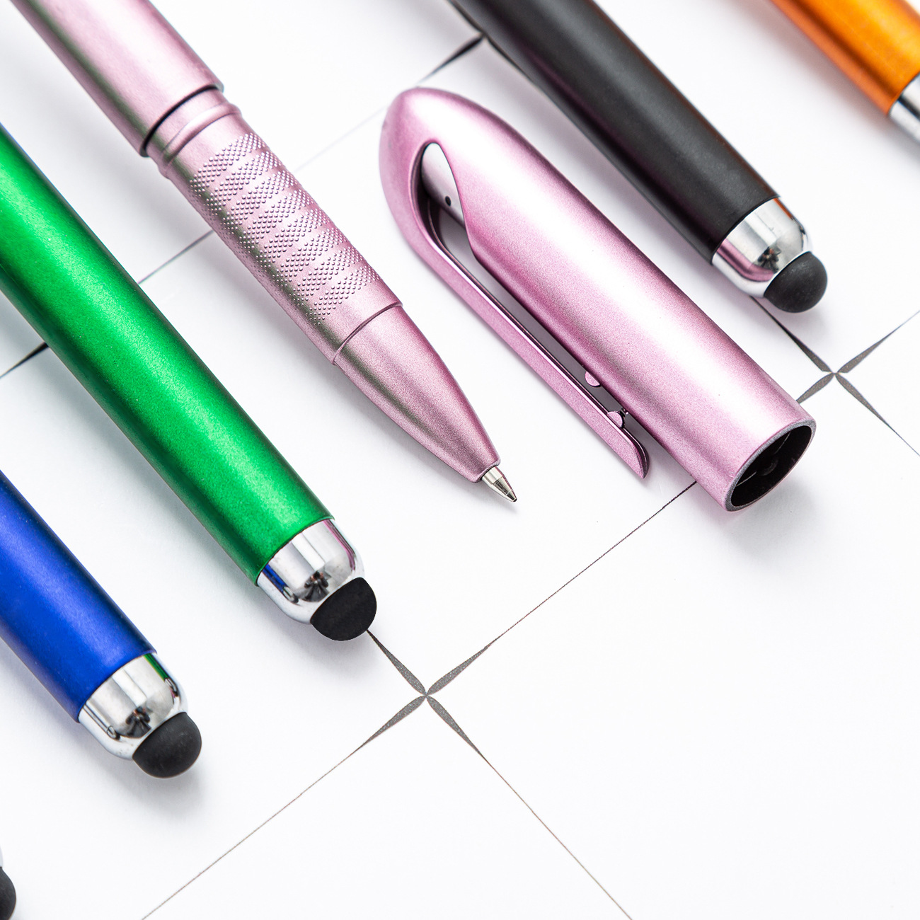 Soft Touch Screen Metal Stylus Pen with Brass Telescope Barrel and 0.5mm Writing Width