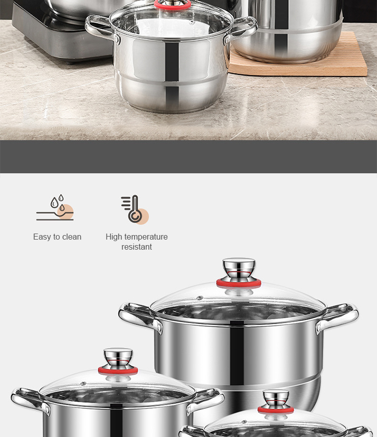 Factory Direct Sale Kitchen 8 Pcs Cooking Pots Cookware Sets Stainless Steel Soup Pot Set Cooking Pot Sets