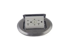 Quality Silver Polished Waterproof Floor Outlet , Duplex 20A Round Pop Up Outlet wholesale