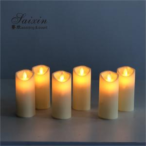 Quality Cheap event decoration plastic battery operated moving flame led pillar candles wholesale