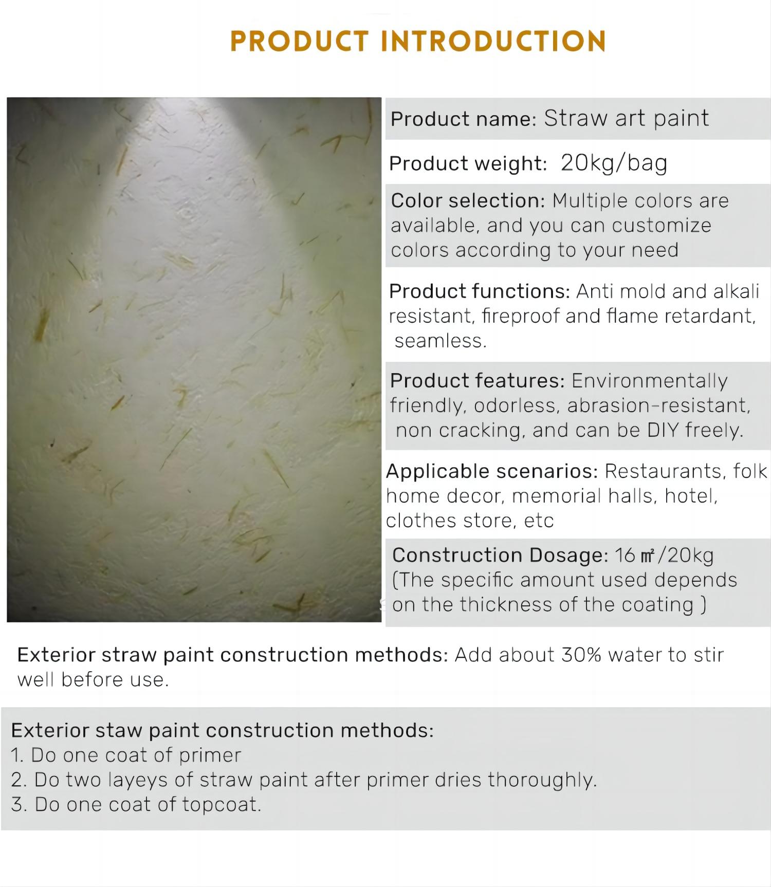 Brush-Application Acrylic Rice Straw Mud for Eco-Friendly Straw Paint in Factories