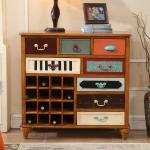 MDF Board 108cm Height European Retro Drinks Storage Living Room Cabinet