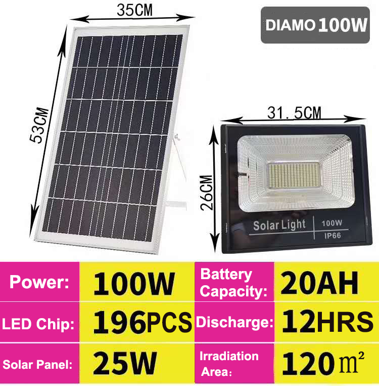 Road Lighting 25W 60W 100W 150W 200W 300W Wireless Motion Sensor Solar LED Floodlight