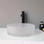Acid Matt Glass Vessel Basins Bathroom Vanity 12mm High End Crystal Diamond