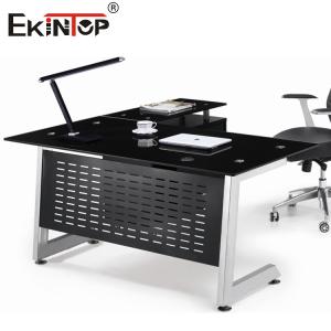 Quality Metal Legs L Shaped Glass Desk Modern Manager Table wholesale