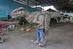 Interactive Handmade Realistic Dinosaur Costume Is Displayed In The Mall