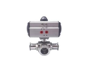 Quality 4&quot; Sanitary 3-Way Sanitary Ball Valve T - Port Tri - Clamp Pneumatic Ball Valve wholesale