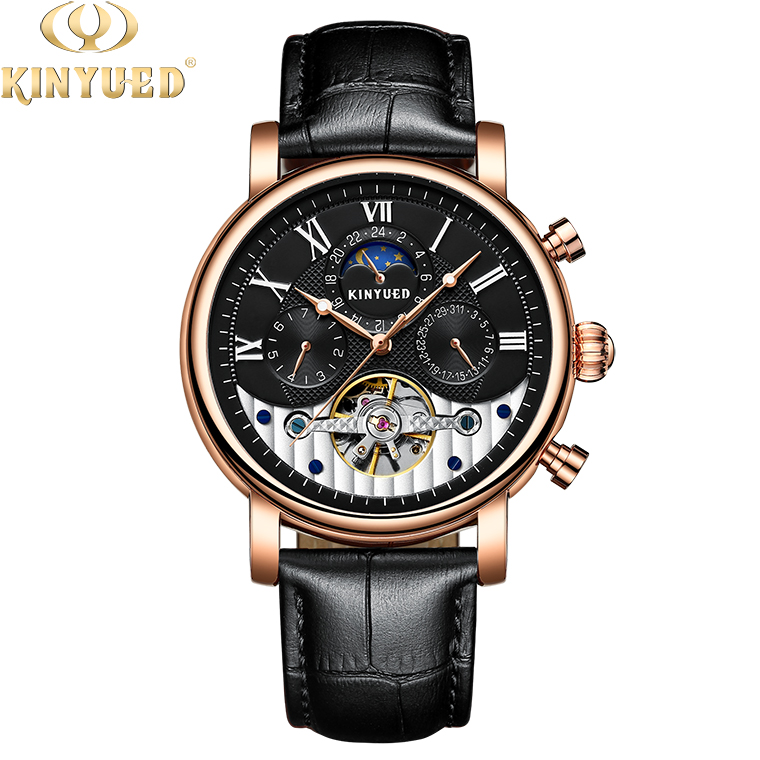 KINYUED Custom Logo Original Luxury Brand Self Winding Automatic Mechanical Tourbillon Watch for Men