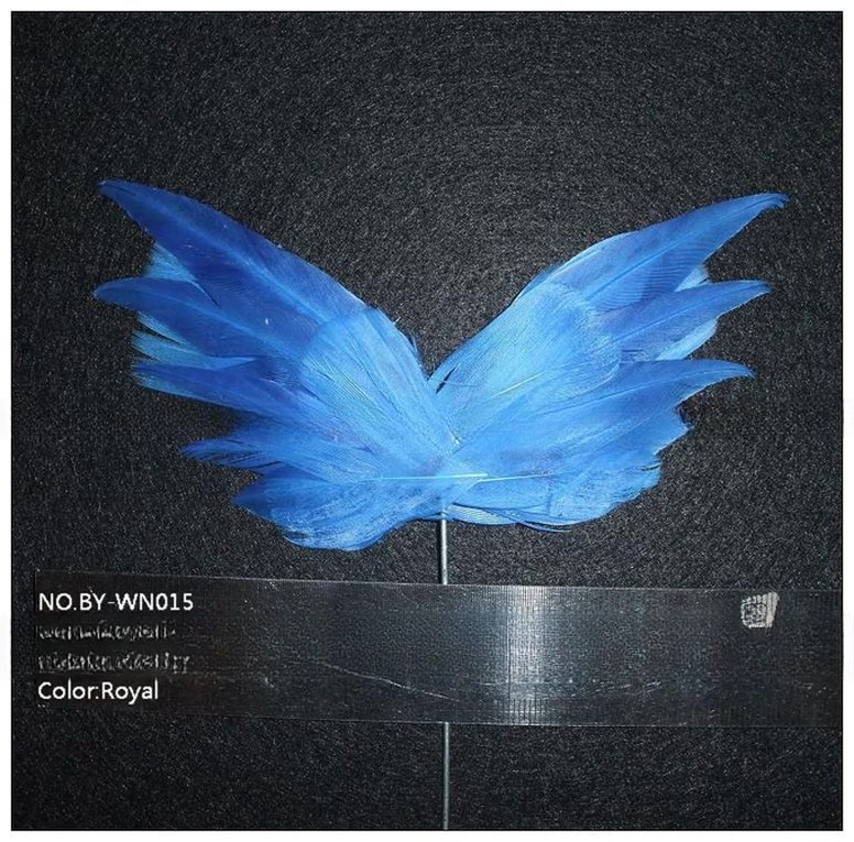 Party Decoration Stripped Goose Feather Butterfly with Wire Accessory 10*20 cm