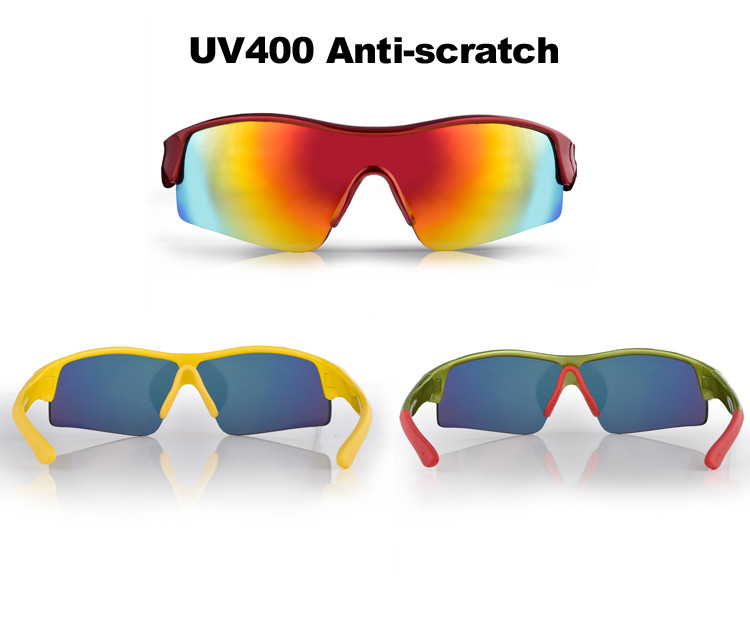 Yellow Color Polarized Sunglasses Interchangeable PC Lens Anti Slip Silicone Arm Tip
