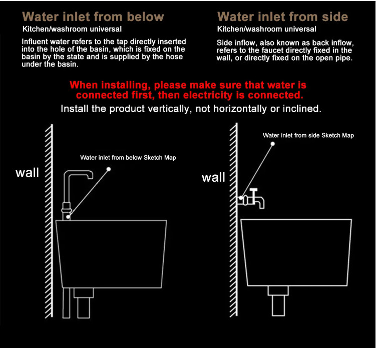 Tankless Instant Electric Heater Tap 304 Stainless Electric Heated Basin Tap CE
