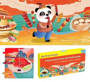 Quality 30 Big Piece Floor Puzzle Toys Recognition Enlightenment Chinese Food Jigsaw For Kids wholesale
