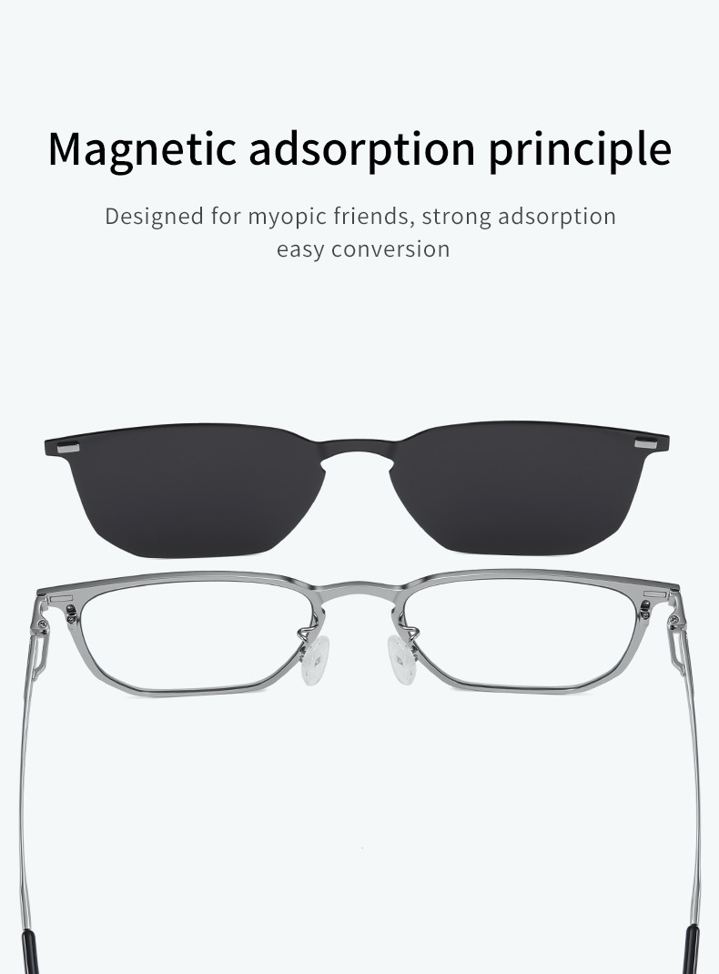 Polarized Magnetic Clip On Sunglasses Reading Glasses Unisex Metal Frame