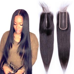 Quality 2 X 6 Middle Part Closure Virgin Human Hair Extensions Straight Swiss Lace wholesale