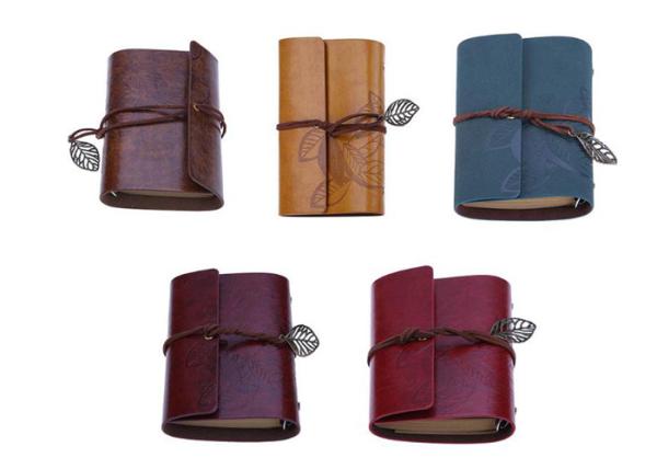 Customized Color Personalised Logo Notebook , Spiral Leather Bound Travel
