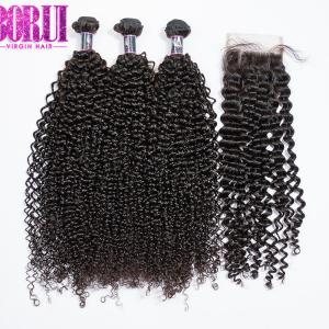 Quality Brazilian Afro Kinky Curly Human Hair Weave Bundles With Closure 4Bundles Deals wholesale