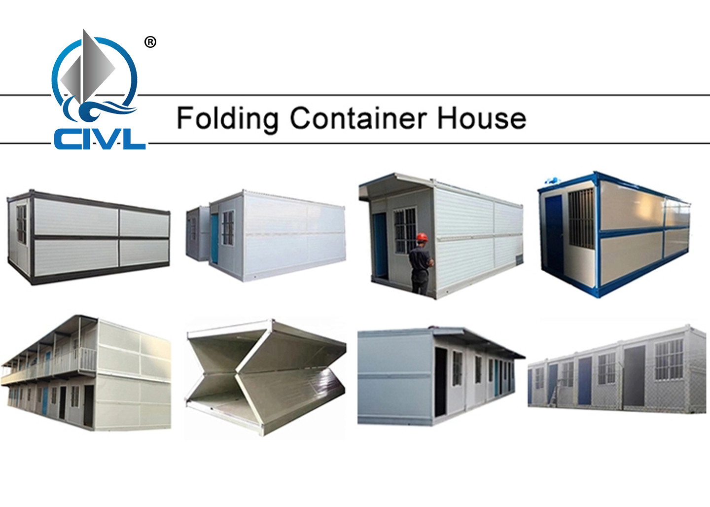 White / Gray Prefabricated Container House , Prefab Modern Modular Container Houses