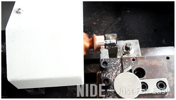 electric motor armature commutator turning machine
