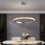 Silver Crystal Chandelier For Living Dining Room Luxury Ring Staircase pendant