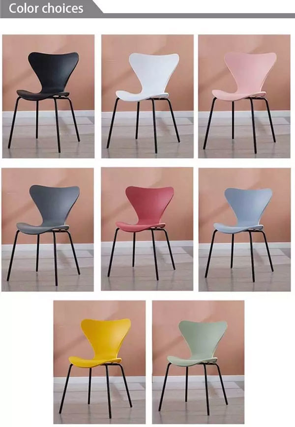 Rustic Pp Metal Leg Dining Chairs Colorful Nordic Black Stackable