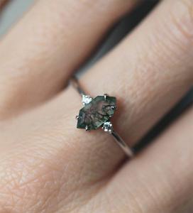 Quality Green Genuine Moss Agate Ring , Gemstone Beautiful Women Ring wholesale