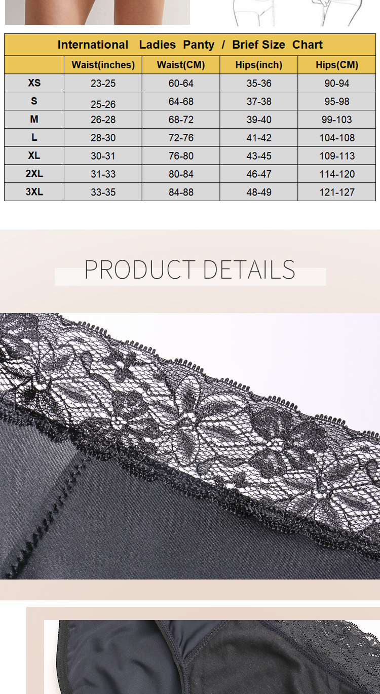 Customized 4 Layers Heavy Absorption Lady Sexy Lace Menstrual Underwear