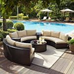Outdoor Round Shaped Woven Rattan Sofa Garden Leisure Rust Resistant Waterproof