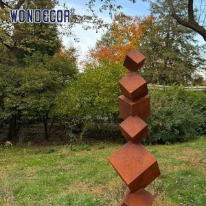 Quality Large outdoor garden geometric cube weather resistant steel sculpture wholesale