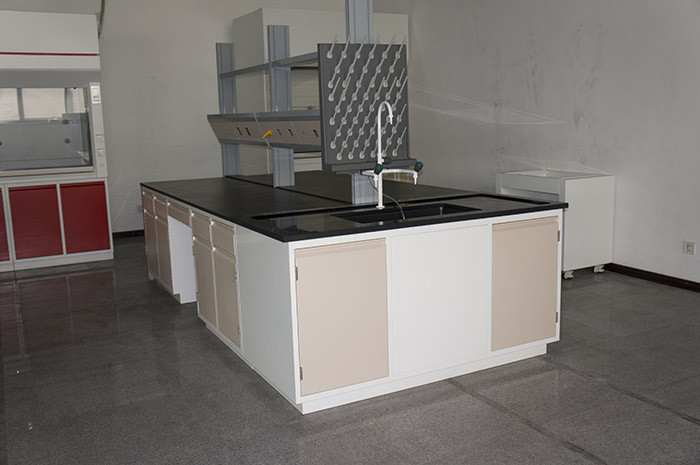 Resist corrosion epoxy resin fume hood lab island bench glare surface for testing center