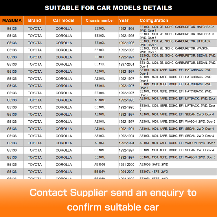 G5136 MASUMA Shock Absorbers 48520-19145 48520-12630 48520-12740 333115 for DAIHATSU TANTO