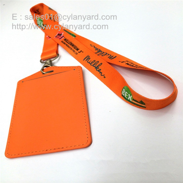Dye sub printing lanyard with leather badge