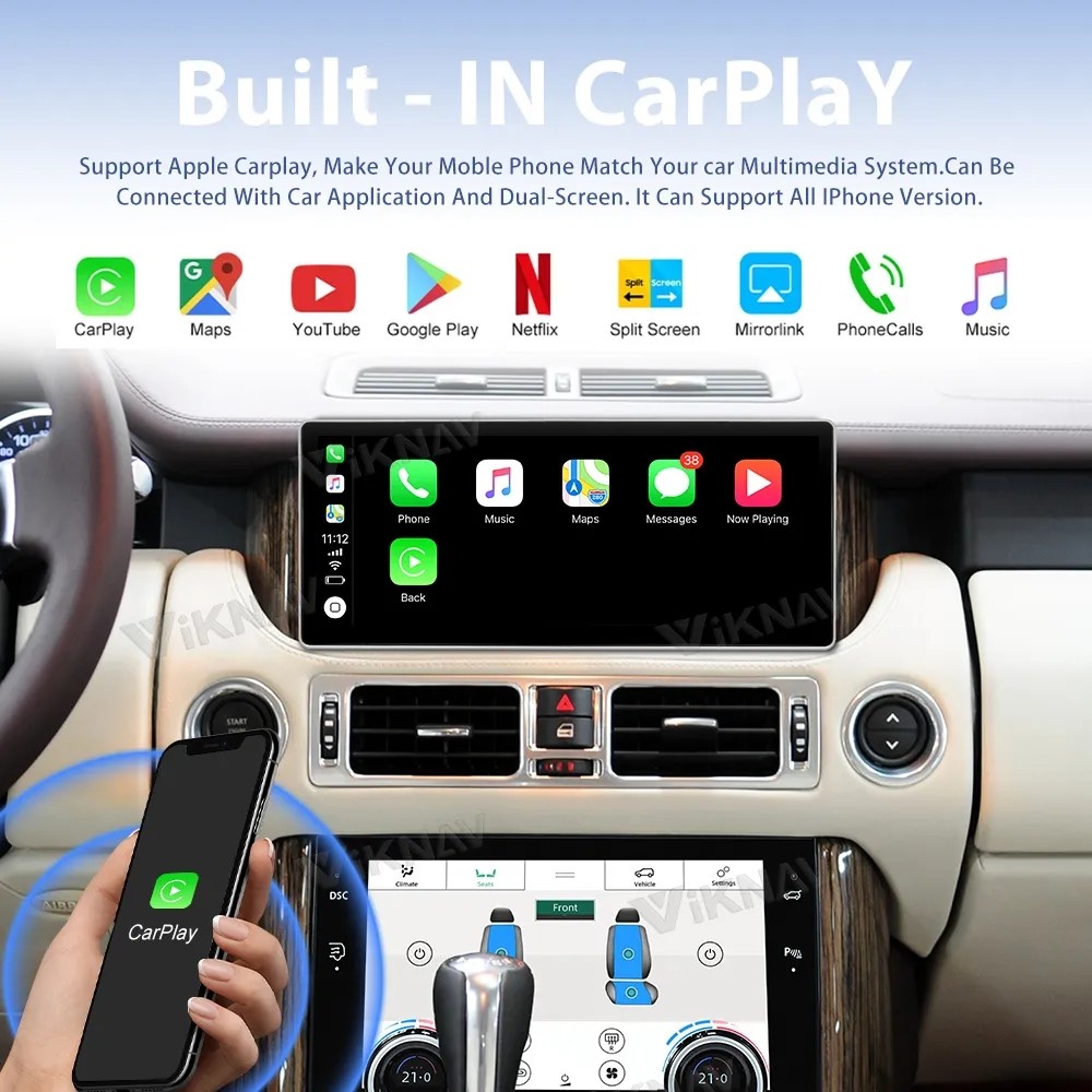 12.3Inch Touch Screen Stereo For 2002-2012 Range Rover V8 L322 128G Navigation GPS Multimedia Player Wireless Carplay 4G