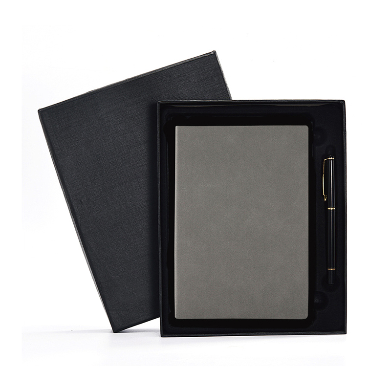 Business Gift PU Portable Diary Notebook Folio Embossed A5 Notebook With Pen Set