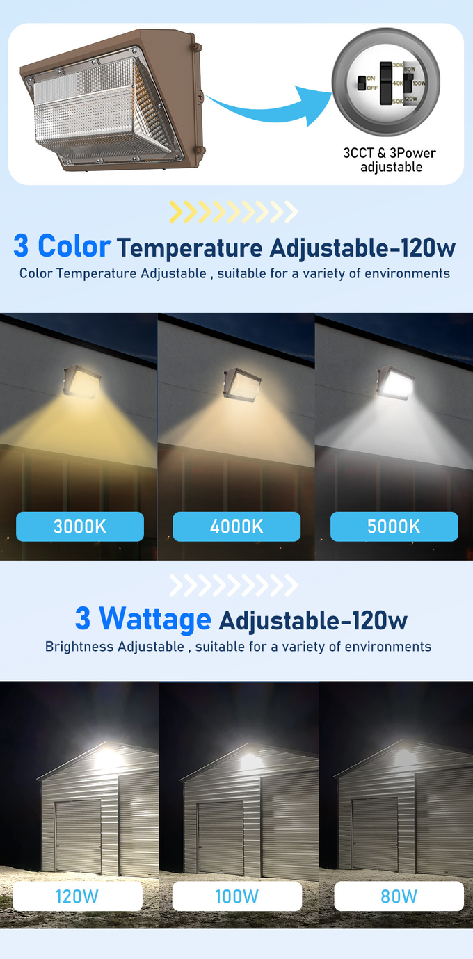 7500lm 90 Degree 60W -150W Led Wall Pack Light Photcell Sensor Dusk To Dawn Ra70