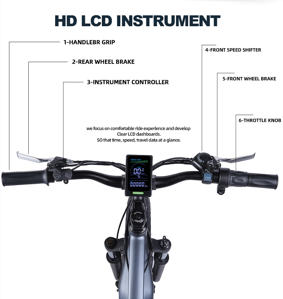 Weldless Frame Electric Fat Tire Bike Full Suspension 750W 26 Inch Fat Tire Electric Bike