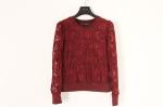 Red Elegant Womens Lace Long Sleeve Top 65% Cotton 35% Nylon
