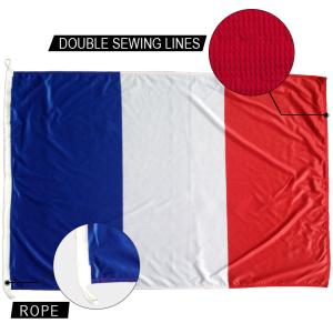 Quality 3x5' France National Flag Knitted Polyester Rope and loops Customized indoor outdoor wholesale